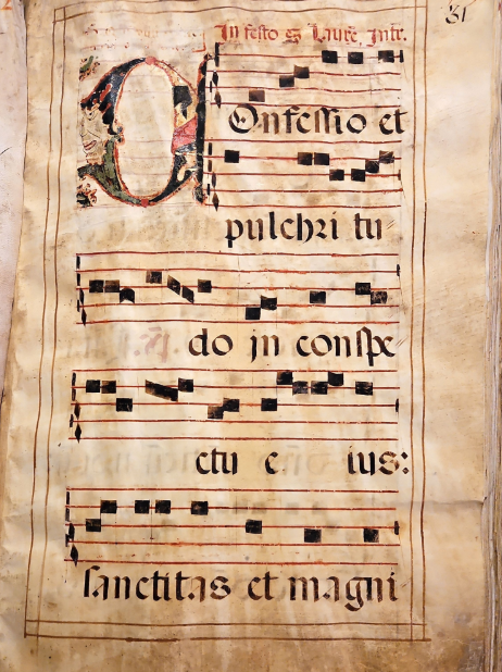 Pàgina d’un cantoral de Sant Francesc